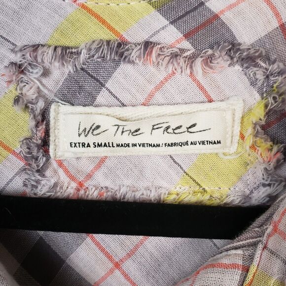 Free People Top Seeking Starlight Plaid Button Down Shirt Pink XS Boho Grunge - Picture 3 of 9